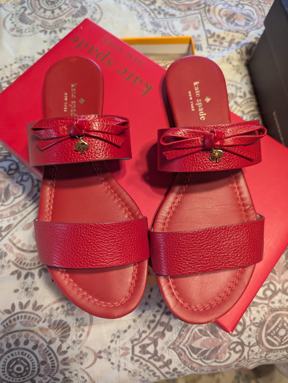 Kate Spade Red Bow Slide Sandals